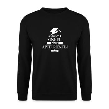 Stolzer Onkel einer Abiturientin Abi Abitur - Unisex Pullover - Schwarz - Vorne - Alina (178cm) & Michal (187cm)