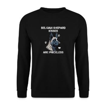 Belgian Shepard Kisses are priceless Malinois - Unisex Sweatshirt - black - Front - Alina (178cm) & Michal (187cm)