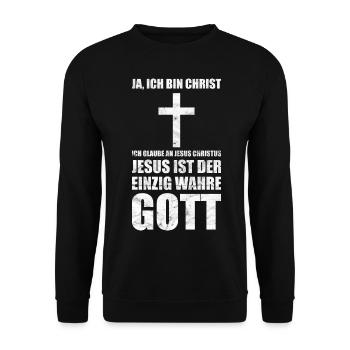 Ich bin Christ /Jesus / Christliches Geschenk - Unisex Pullover - Schwarz - Vorne - Alina (178cm) & Michal (187cm)