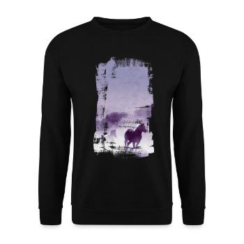 Pferde - Unisex Pullover - Schwarz - Vorne - Alina (178cm) & Michal (187cm)