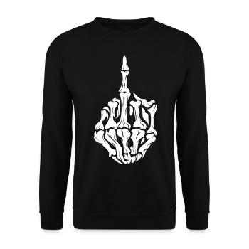 Skeleton middle finger - Unisex Sweatshirt - black - Front - Alina (178cm) & Michal (187cm)