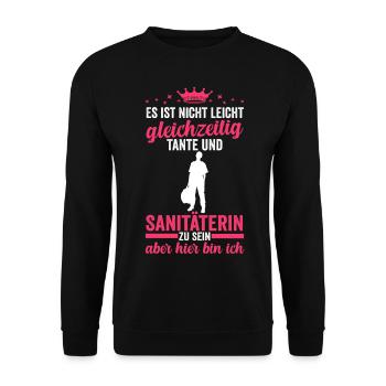 Tante Rettungssanitäterin Sanitäterin - Unisex Pullover - Schwarz - Vorne - Alina (178cm) & Michal (187cm)