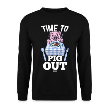 Schwein Hunger Essen Ferkel Kind - Unisex Pullover - Schwarz - Vorne - Alina (178cm) & Michal (187cm)