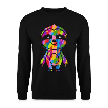 Faultier Bunt - Unisex Pullover - Schwarz - Vorne - Alina (178cm) & Michal (187cm)