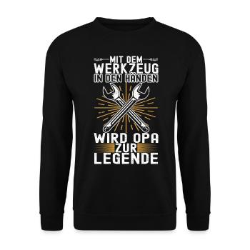 Opa Großvater - Unisex Pullover - Schwarz - Vorne - Alina (178cm) & Michal (187cm)
