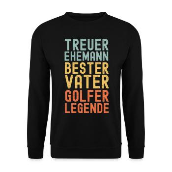 Ehemann Vater Golf Legende Retro Vintage - Unisex Pullover - Schwarz - Vorne - Alina (178cm) & Michal (187cm)