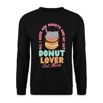 Donut Lover Cat Mama Donut Cat kawaii - Sweat-shirt Unisexe - noir - Devant - Alina (178cm) & Michal (187cm)