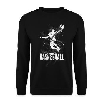 Basketball Basketball Player Dunking Grunge Splash - Unisex Sweatshirt - black - Front - Alina (178cm) & Michal (187cm)