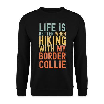 Border-Collie Hiking dog retro - Unisex Sweatshirt - black - Front - Alina (178cm) & Michal (187cm)