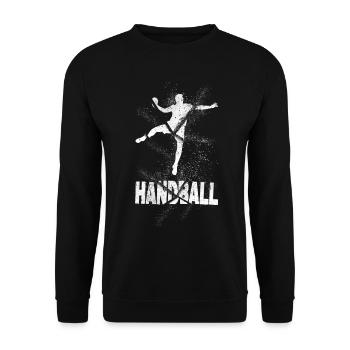 Handball Handballeur Handball Joueur de handball Splash Grunge - Sweat-shirt Unisexe - noir - Devant - Alina (178cm) & Michal (187cm)