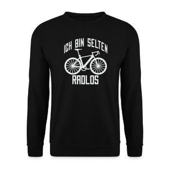 Fahrradfahrer Fahrrad Humor Ich Bin Selten Radlos - Unisex Pullover - Schwarz - Vorne - Alina (178cm) & Michal (187cm)