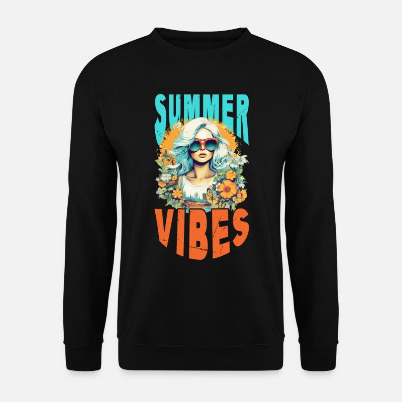 Sommer Frau Sonnenbrille Blumen Sonne Vintage - Unisex Pullover - Schwarz