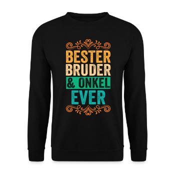 Bruder und Onkel - Unisex Pullover - Schwarz - Vorne - Alina (178cm) & Michal (187cm)