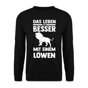 Löwe Löwen - Unisex Pullover - Schwarz - Vorne - Alina (178cm) & Michal (187cm)