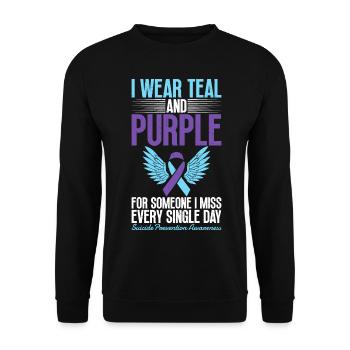 Je porte du sarcelle et du violet pour la conscience - Sweat-shirt Unisexe - noir - Devant - Alina (178cm) & Michal (187cm)