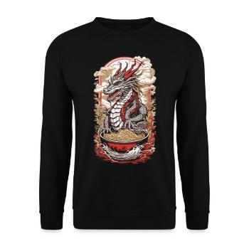 Aesthetic Ramen Drache Japan Wave Food Art Design - Unisex Pullover - Schwarz - Vorne - Alina (178cm) & Michal (187cm)
