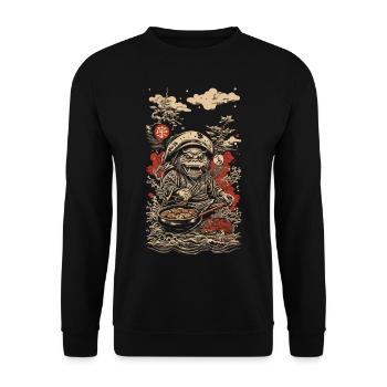 Yokai Ukiyo-E Style Retro Japanese Art - Unisex Sweatshirt - black - Front - Alina (178cm) & Michal (187cm)