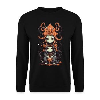 Slimy Cartoon Monster Halloween Highlight - Unisex Sweatshirt - black - Front - Alina (178cm) & Michal (187cm)