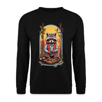 Raton laveur chanceux Japon rétro Kanji Design Style - Sweat-shirt Unisexe - noir - Devant - Alina (178cm) & Michal (187cm)