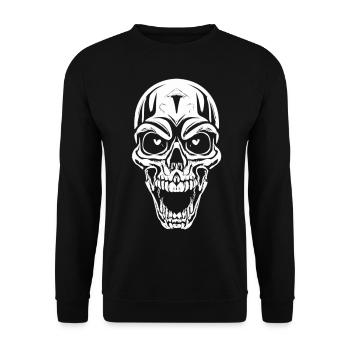 Perfekter Totenkopf für Gothic Fans - Unisex Pullover - Schwarz - Vorne - Alina (178cm) & Michal (187cm)