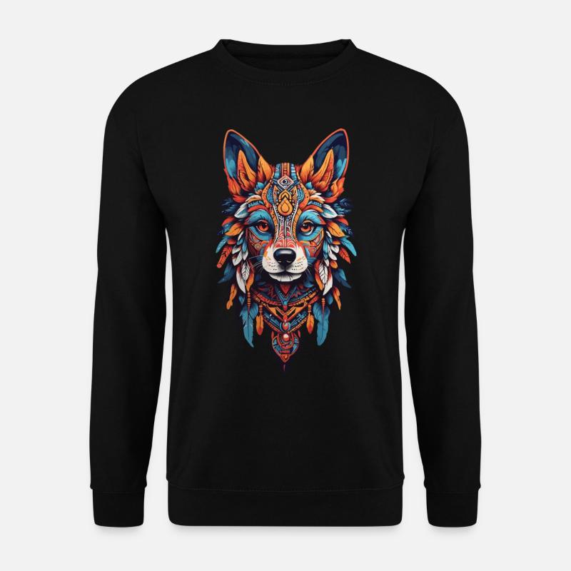 Schamanen Hund Spirit Bohemian Design - Unisex Pullover - Schwarz