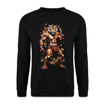 Arts martiaux tigre kickboxeur kickboxing design - Sweat-shirt Unisexe - noir - Devant - Alina (178cm) & Michal (187cm)