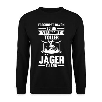 Hasenjäger Hasenjagd Kaninchenjagd Jäger - Unisex Pullover - Schwarz - Vorne - Alina (178cm) & Michal (187cm)