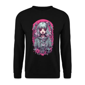 Okkultes Goth Girl Pastel Gothik Design - Unisex Pullover - Schwarz - Vorne - Alina (178cm) & Michal (187cm)