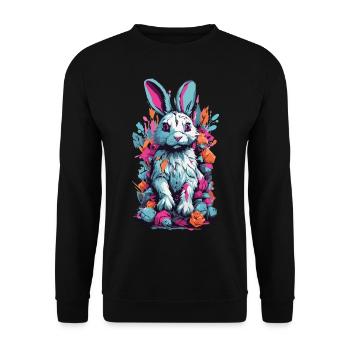 Gothic Kawaii Psycho Goth Bunny Pastel Unique - Unisex Pullover - Schwarz - Vorne - Alina (178cm) & Michal (187cm)