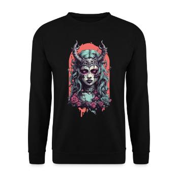 Démon gothique occulte magie Streetwear Design - Sweat-shirt Unisexe - noir - Devant - Alina (178cm) & Michal (187cm)