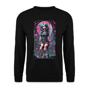 Gothique e-girl Anime Esthétique Dark Magic - Sweat-shirt Unisexe - noir - Devant - Alina (178cm) & Michal (187cm)
