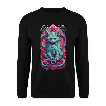 Creepy Demons Cat Halloween Underworld Design - Unisex Sweatshirt - black - Front - Alina (178cm) & Michal (187cm)