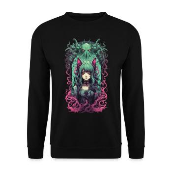 Kemonomimi Goth Cat Girl Occulte Otaku Egirl - Sweat-shirt Unisexe - noir - Devant - Alina (178cm) & Michal (187cm)