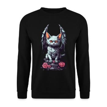 Gloomy Cat Demon Pastel Goth Roses Design - Unisex Sweatshirt - black - Front - Alina (178cm) & Michal (187cm)