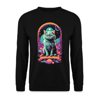 Gothic Pastel Katzen Magische Nacht Design - Unisex Pullover - Schwarz - Vorne - Alina (178cm) & Michal (187cm)