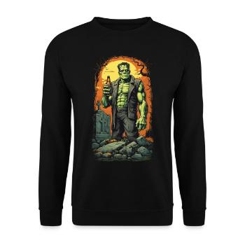 Ghul Monster Bierliebhaber Halloween Party - Unisex Pullover - Schwarz - Vorne - Alina (178cm) & Michal (187cm)