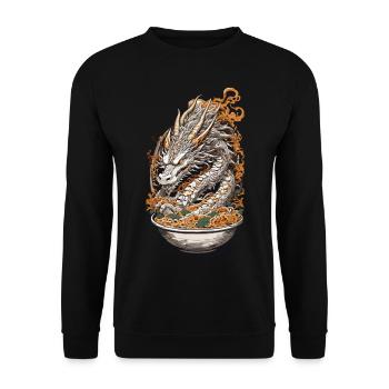 Vintage Ramen Drache Ukiyo-E Japan Kunst - Unisex Pullover - Schwarz - Vorne - Alina (178cm) & Michal (187cm)