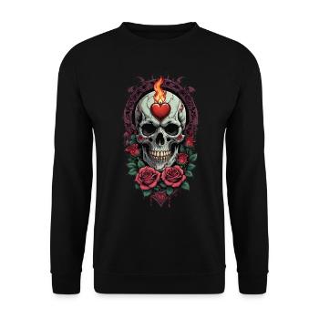 Skull in Love - Unisex Pullover - Schwarz - Vorne - Alina (178cm) & Michal (187cm)
