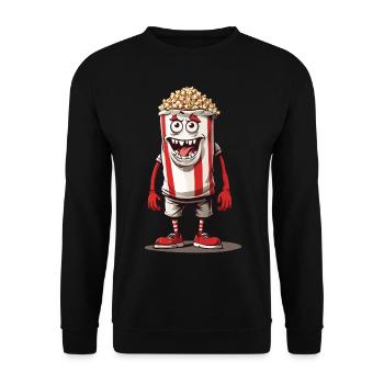Funny Popcorn Monster Halloween Design - Unisex Sweatshirt - black - Front - Alina (178cm) & Michal (187cm)