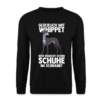 Hund Whippet - Unisex Pullover - Schwarz - Vorne - Alina (178cm) & Michal (187cm)