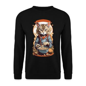 Cat Ramen Japanese Indulgence Soups Design - Unisex Sweatshirt - black - Front - Alina (178cm) & Michal (187cm)