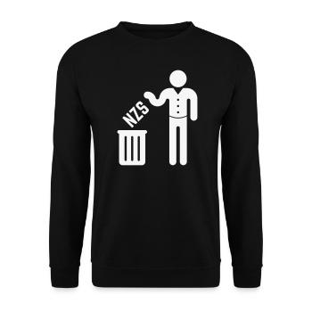 NZS in die Mülltonne / den Müll! (Gegen Rechts, W) - Unisex Pullover - Schwarz - Vorne - Alina (178cm) & Michal (187cm)