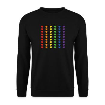 Rainbow Flag Hearts - Unisex Sweatshirt - black - Front - Alina (178cm) & Michal (187cm)