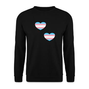Trans Flagge Herzen - Unisex Pullover - Schwarz - Vorne - Alina (178cm) & Michal (187cm)