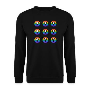 Feministische Ikonen - Regenbogenflagge - Unisex Pullover - Schwarz - Vorne - Alina (178cm) & Michal (187cm)