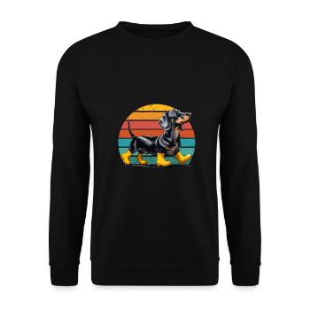 Dog Dachshund Dachshund Lover Rubber Boots Funny - Unisex Sweatshirt - black - Front - Alina (178cm) & Michal (187cm)