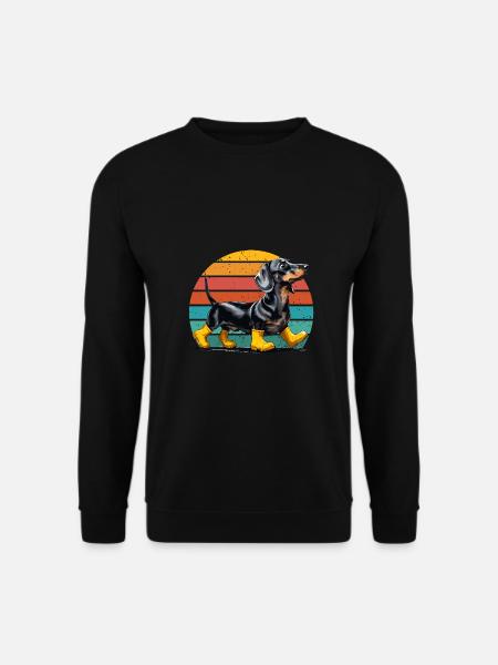 Hund Dackel Dackelliebhaber Gummistiefel Lustig - Unisex Pullover - Schwarz