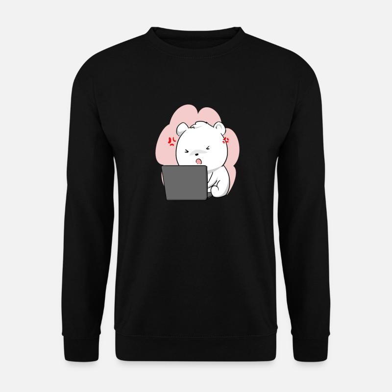 Eisbär Polarbär Laptop Tier Kawaii Chibi Niedlich - Unisex Pullover - Schwarz
