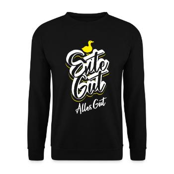 Ente Gut Alles Gut - Lustiger Spruch - Witzig - Unisex Pullover - Schwarz - Vorne - Alina (178cm) & Michal (187cm)