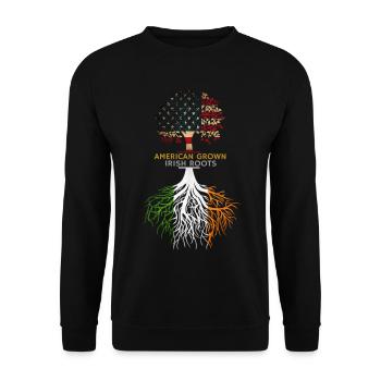 American Grown Irish Roots Ireland Flag - Unisex Sweatshirt - black - Front - Alina (178cm) & Michal (187cm)